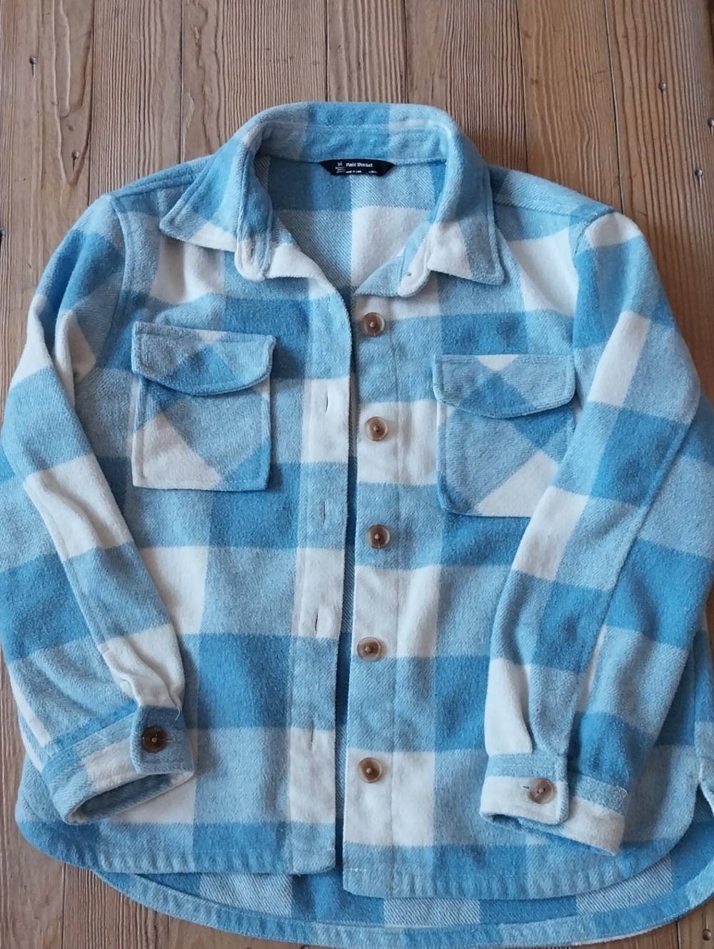 Kids Blue & White Plaid Shacket